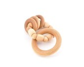 Baby Rattle Toy - Montessori Wood Teether - Natural Grasping Toy - Eco Friendly Wooden Rattle (F)