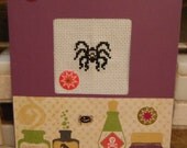 SPIDER Handcrafted SCRAPBOOK Style Cross Stitch Greeting Card Halloween