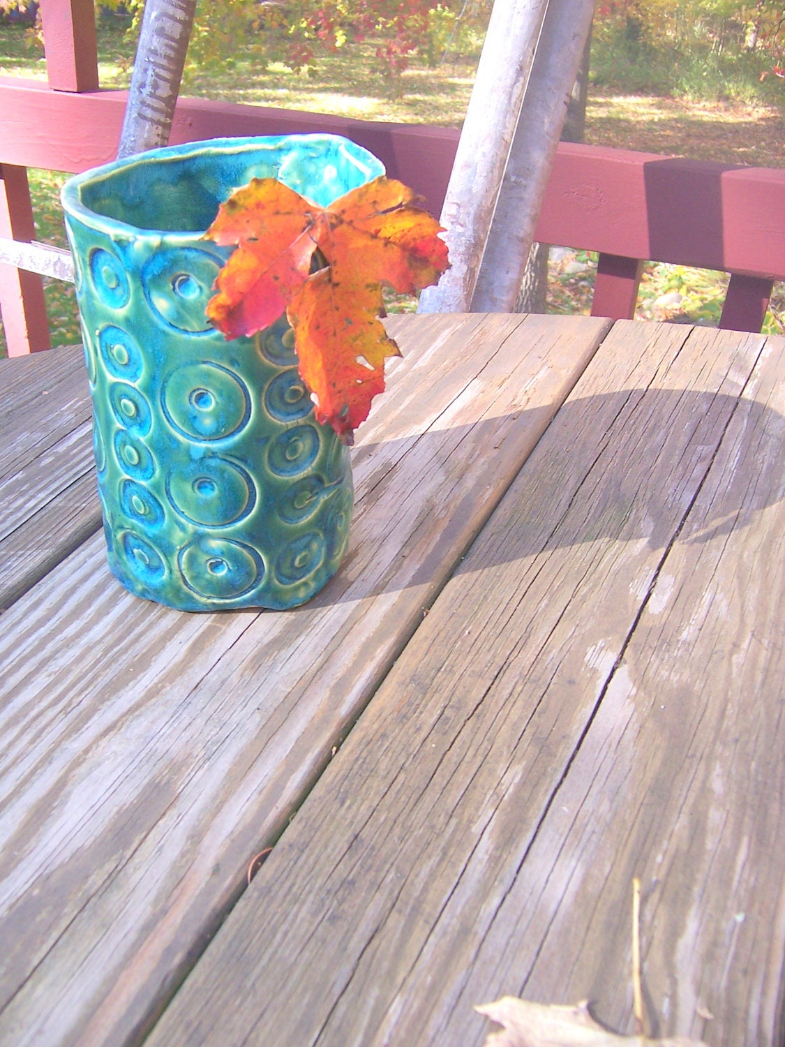 Blue Glazed Cylinder Vase Pottery and Ceramics Waterproof Housewares Kitchen Decor Home Decor Original Handmade