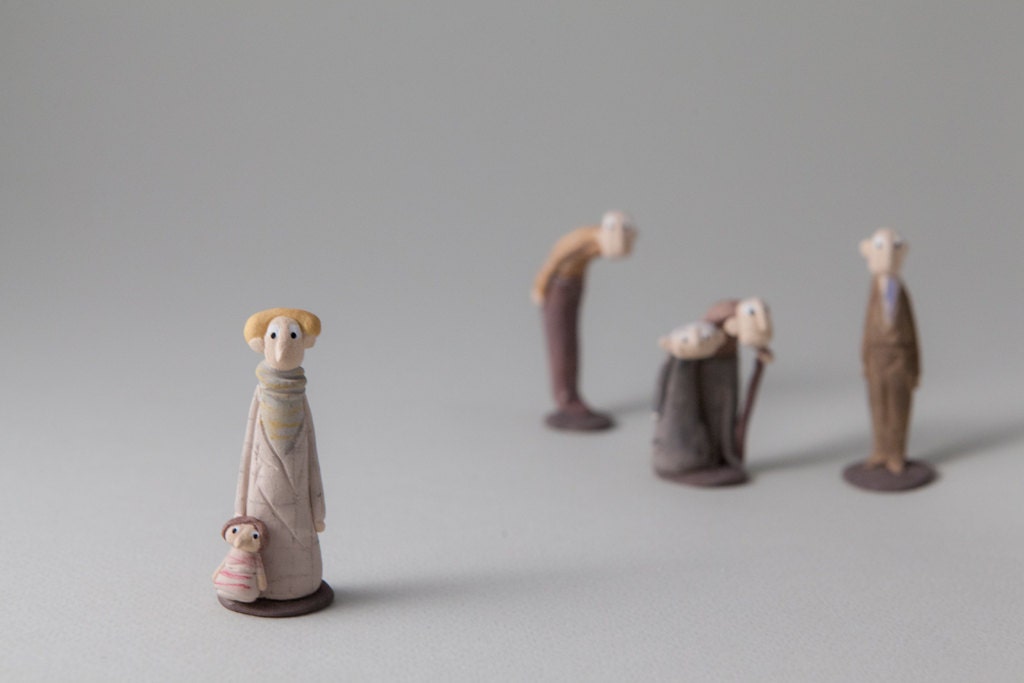 Stoneware Sculpture " Just passing through..." Handmade Ceramic Miniatures by MURTIGA