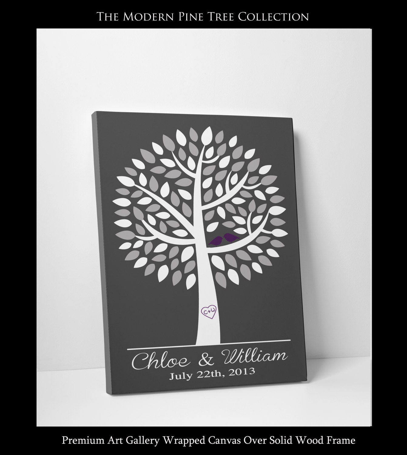 Wedding Tree Guest Book - Guest Book Tree - Poster Wedding Guestbook Tree - 100 Signatures - Art Gallery Wrapped Canvas - Ready To Hang