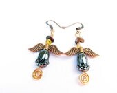 Angel Earrings  Copper Wire Wrap Jewelry