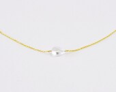 Quartz teardrop - clear sideways teardrop 14k gold filled necklace - simple jewelry women gift