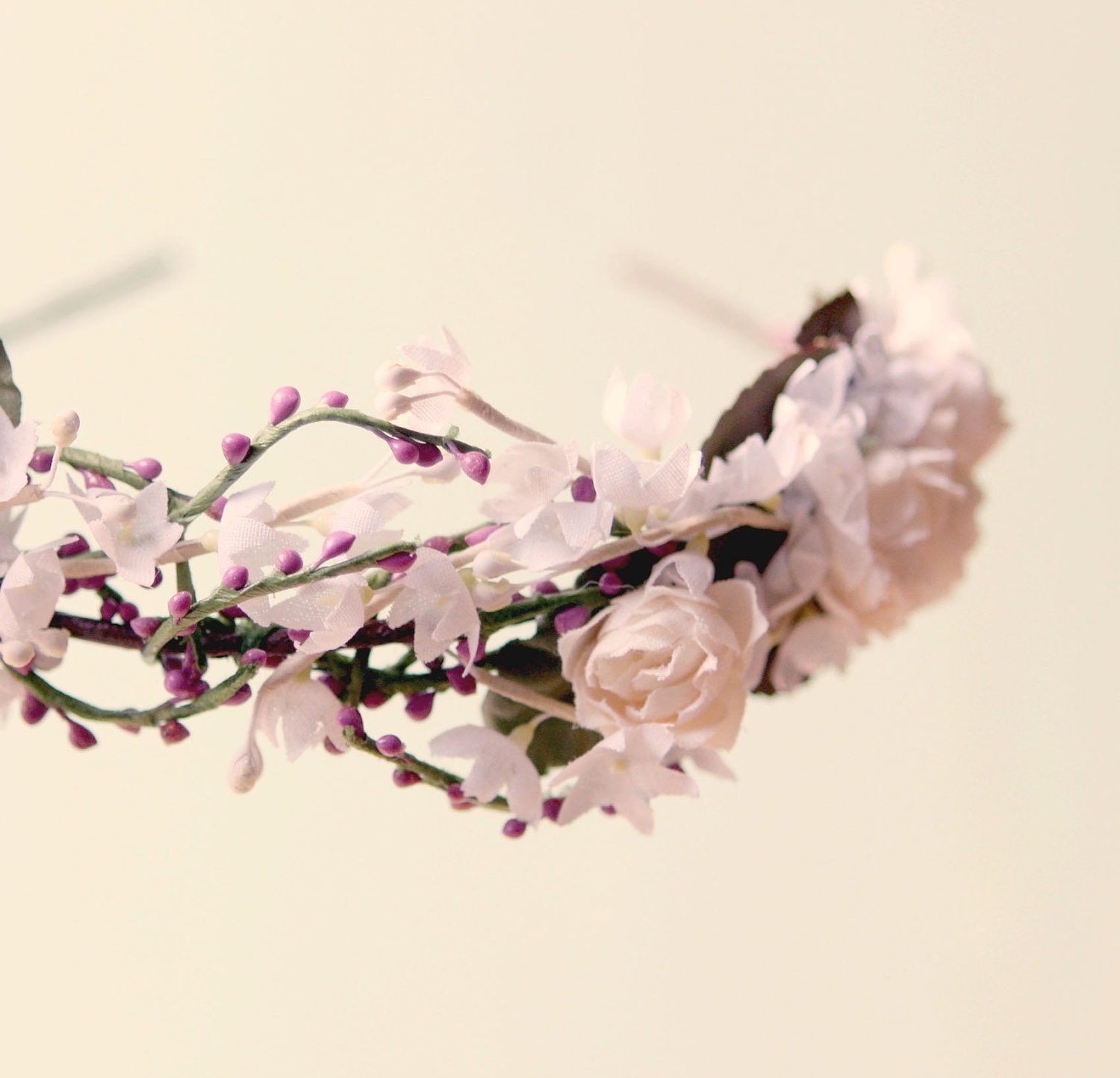 Bridal flower crown, Wedding hair piece, Lavender floral head piece, tiara - IRIS