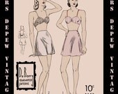 Vintage Sewing Pattern Bra and Tap Pants Digital Reproduction of 1940's Dubarry in Muliple Sizes -INSTANT DOWNLOAD-