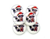 Christmas Buttons. Handmade Buttons.  Christmas Racoon Sewing Buttons.