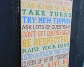 Classroom Rules - typography wood sign