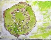 You are Not Alone - hand made mixed media w/threaded text message on paper