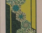 Contemporary Art Quilt Green Hexagons Geometric Shapes