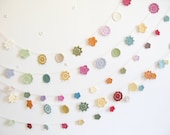 Wedding garland, floral bridal shower bunting, crochet flower garland - PICK YOUR PALETTE - customised item, by Emma Lamb