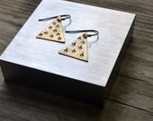 Brass Triangle Earrings - Stars - Gold - Triangles - Geometric - Modern  - Rustic - For Her - Under 20