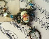 A Time for Romance Vintage French Cameo Steampunk Assemblage Necklace