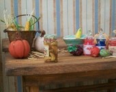 Miniature Apple Pie Preserves Jar,Glass with Cloth Cover, Realistic Apple Slices with Cinnamon in Syrup, 1 inch tall