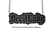 Devil Lady Black Acrylic Laser Cut Necklace