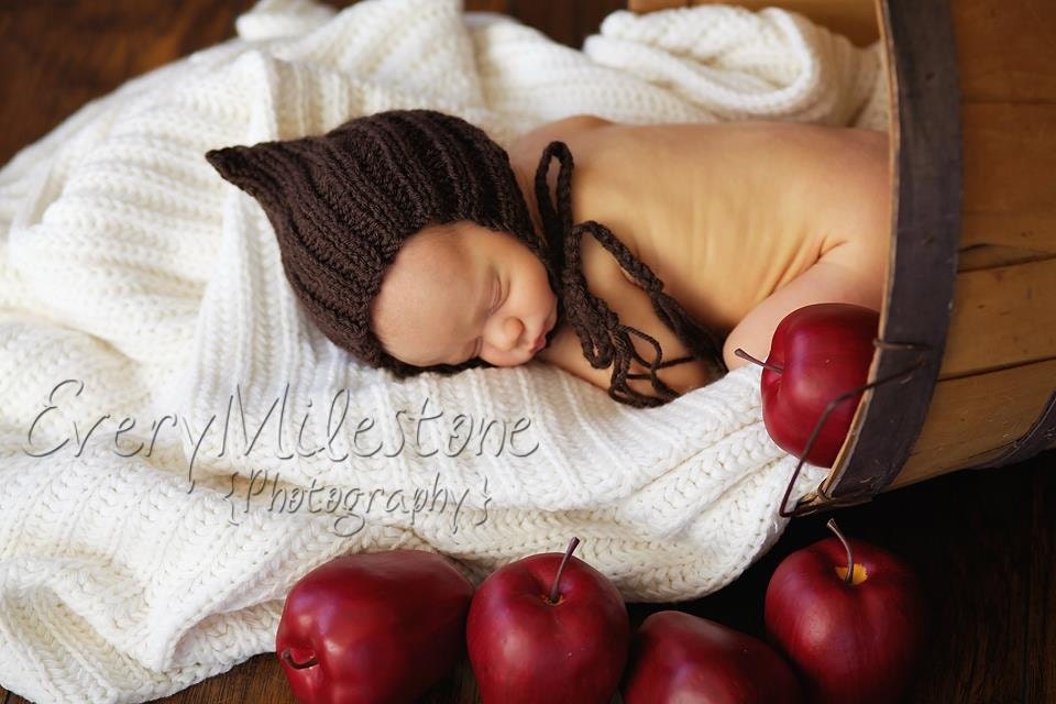 newborn pixie hat brown photo prop