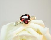 Garnet heart wire wrapped ring