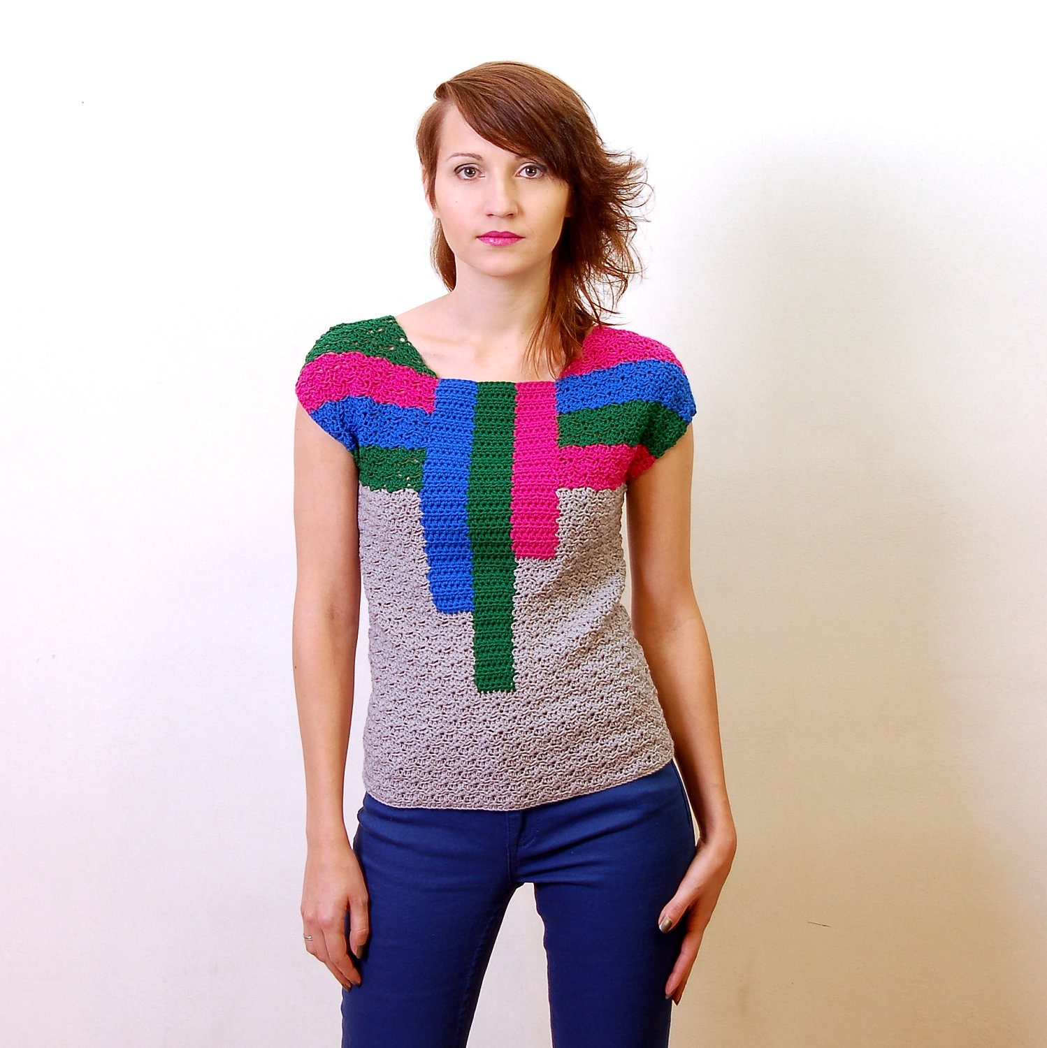 Crochet Pattern PDF - Drop Down Top - sizes XS to XL/2XL - Crochet Top Sweater Pattern instant download