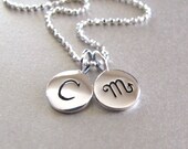 Silver Initial & Zodiac Charm Necklace - Personalized