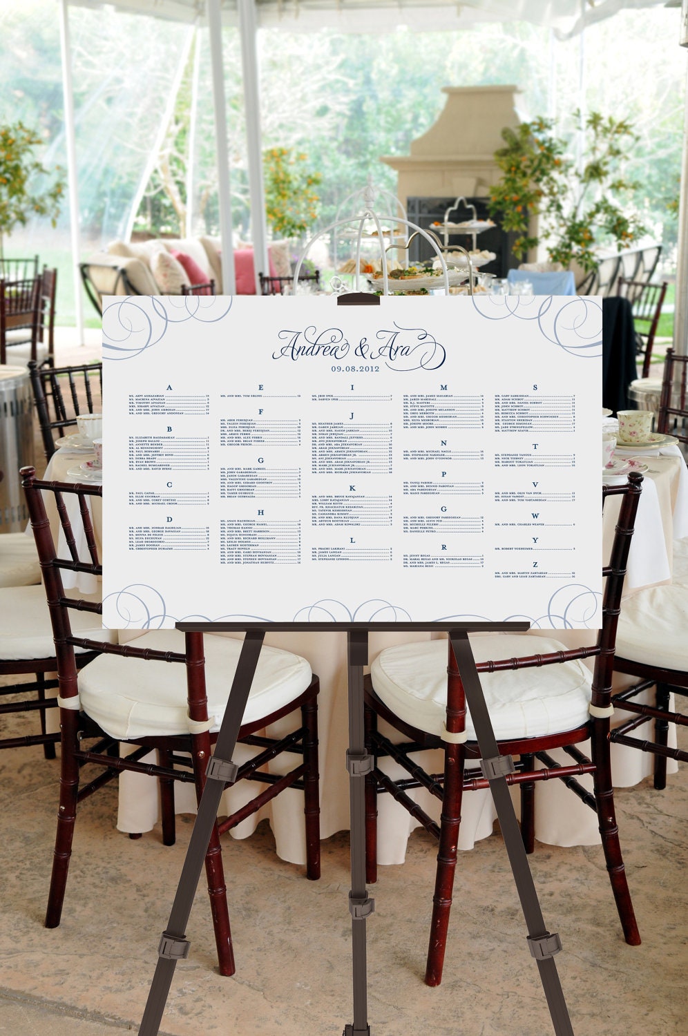 Printable Seating Chart -- Calligraphy Script -- pompdesigns