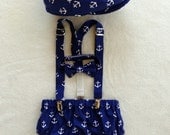 Ready to Ship - Cake Smash - Newsboy Set - Nautical Photo prop - navy prop - baby boy photo prop - baby boy photo outfit - cake smash outfit