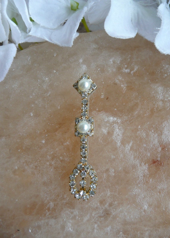 Tribal Bindi hand made (gold tone) - bollywood, belly dance, tribal. Long with  Swarovski pearls...