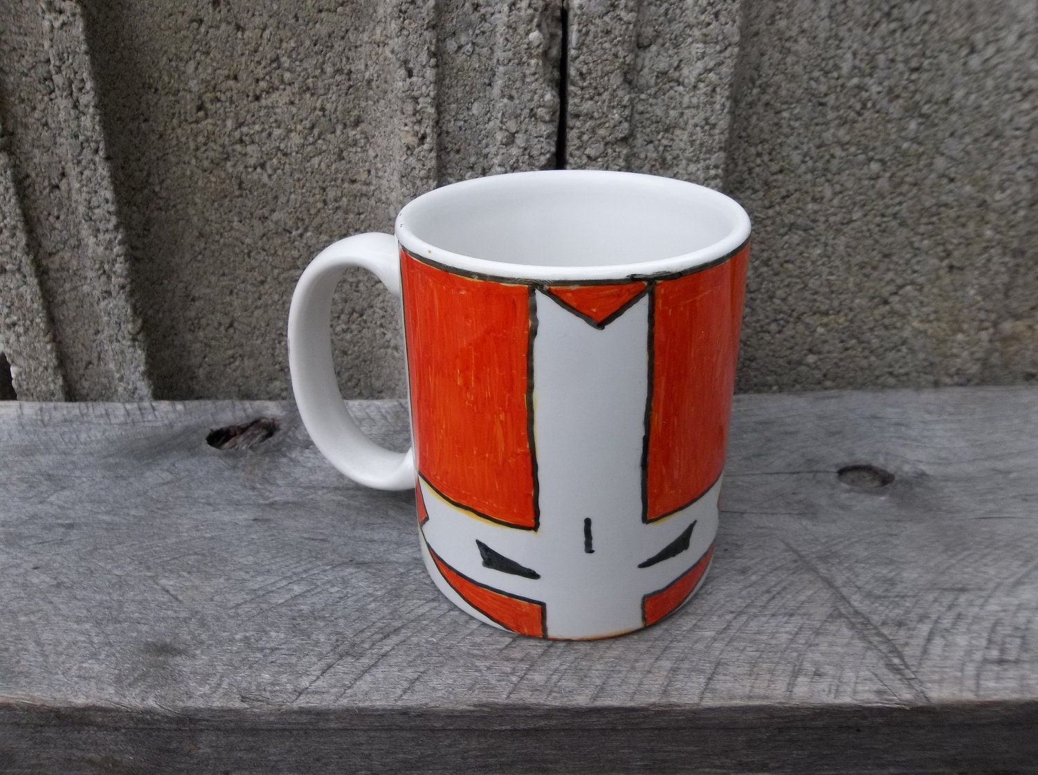 Castle Crashers Hand-Drawn Ceramic Mug, Orange Knight: 7th in a Series of 8