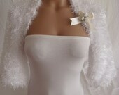 Hand knitted crocheted (White) short sleeve wedding bridal bolero shrug by Arzu's Style