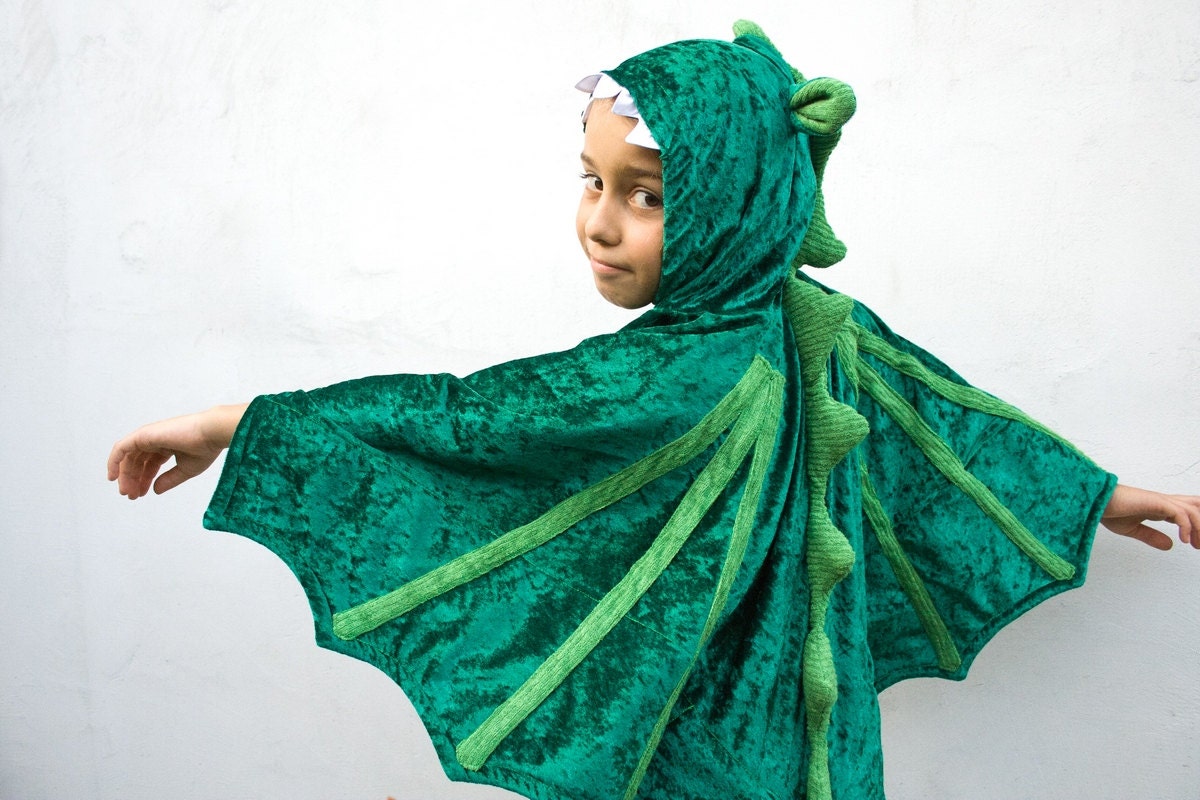 Dragon Costume, Kid Birthday Party Costume, Party Fairy Tale Dragon Green Costume, Halloween Costume with Wings for Boys or Girls