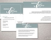 Modern "Beau" Custom Wedding Invitations Suite - Typography Clean Invitation - DIY Digital Printable or Printed Invite