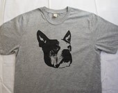 Boston Terrier T Shirt - New Print - Heather Unisex T-Shirt, dog tshirt, screen print tshirt, silkscreen