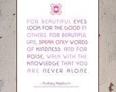 Typography Print, Pink Word Art, Audrey Hepburn Quote - 8X10 - Friendship Art, Inspirational Typography Print, Home Decor for fine Interior