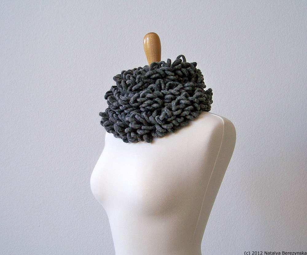 Womens Grey Scarf - Gray Chunky Scarf - Wool Scarf - Women Scarf - Crochet Scarf - Winter Scarf - Cloud Rain -