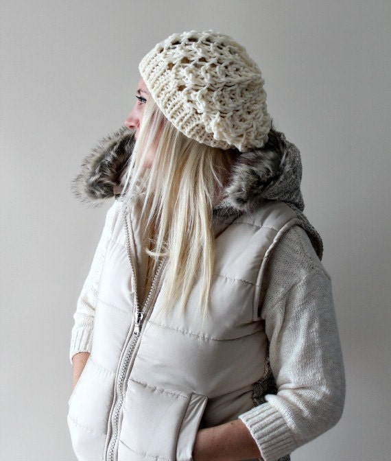 Ivory Lacey Slouchy Hat