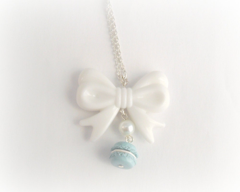 Macaron Bow Lolita Necklace, Kitsch Tiny Macaroon, Choose Color, Cute And Kawaii :D