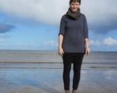 Organic and hand stitched grey-blue Tunic Top, silky soft - flattering - a life of its own - icancu2
