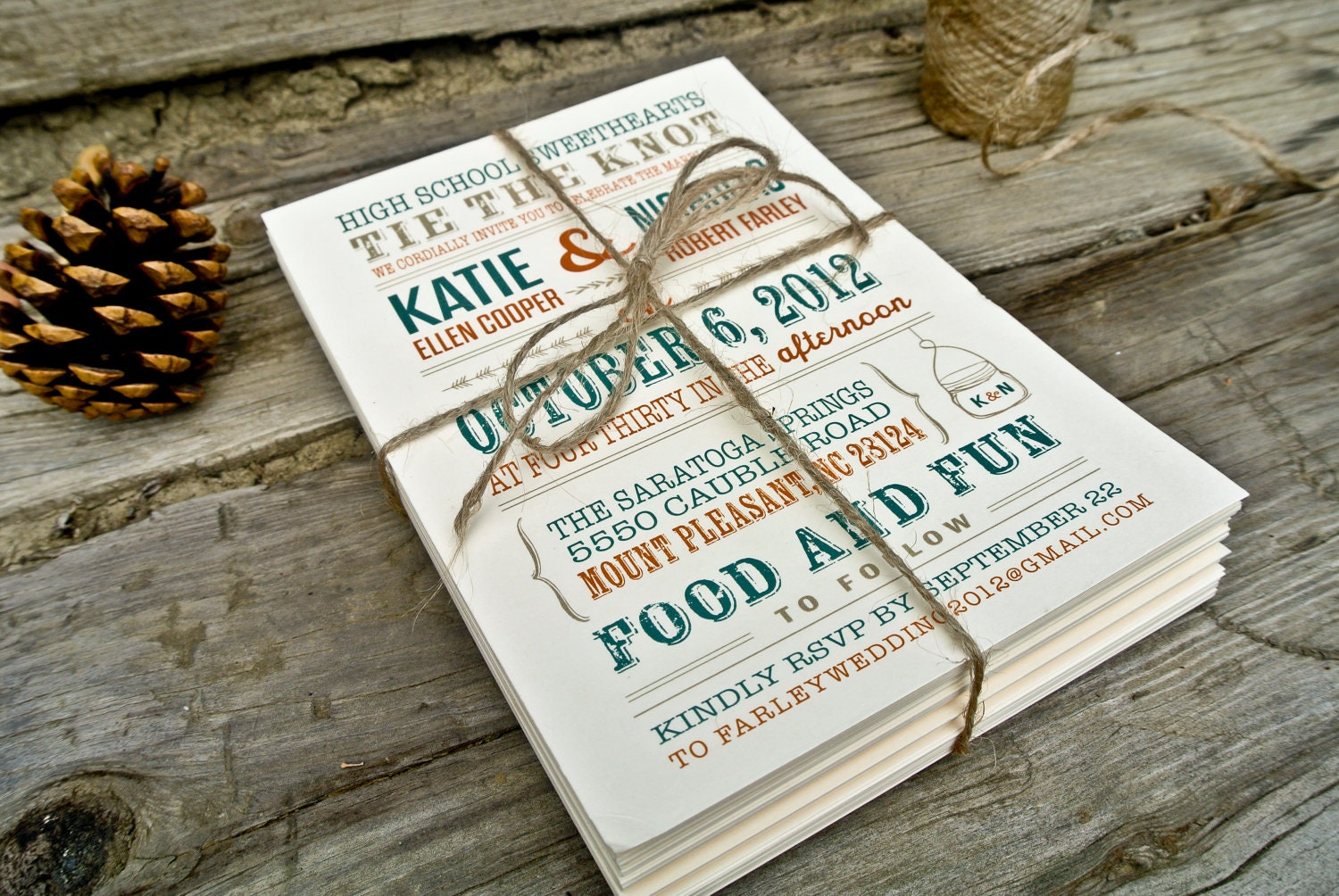 Wedding Invitation: Rustic Branches and Mason Jar