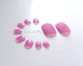 Druzy Look Caviar 3D Nail Art Textured Pedicure acrylic toenail tips big toe size 1.8cm Ningyo Hime pink w/glue
