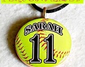 Softball Necklace Sports Pendant Personalized Name Number Custom Order Team Gifts