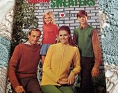 1960s Knitting Patterns - Classic Sweaters, Coats & Clark No. 186 Men Women Children Raglan Cable Twin Sets Cardigans Red Heart Yarns
