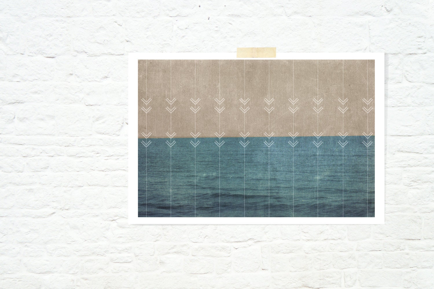 Art Deco Geometric nautical print boho beach art monaco blue linen - ocean liners