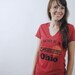 I'd Rather Be In Ohio Womens V-Neck Tshirt, Screenprinted Tshirt, Triblend Red, Vacation Tshirt