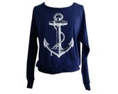 ANCHOR  Sweater - Nautical Sailor Sweater American Apparel SOFT vintage feel - Available in sizes S, M, L
