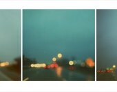 Abstract Photograph - Lights - Michigan - Fine Art Photograph - Triptych - Blue - Nature Photography - Tale Lights