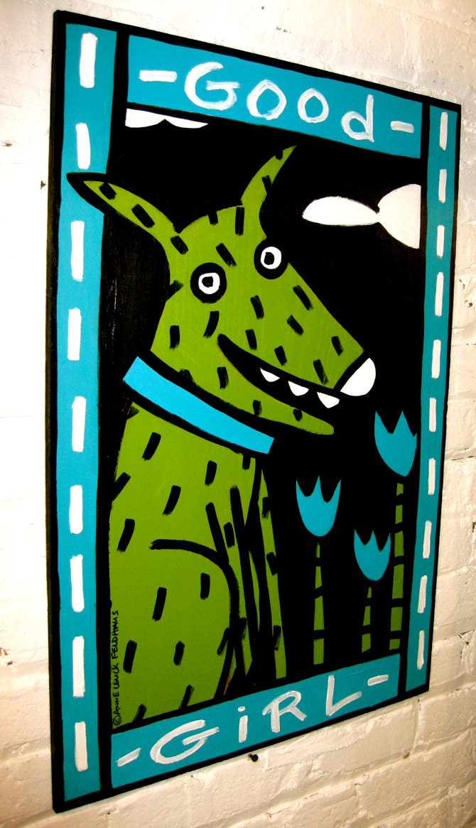 Good Green Girl Original Painting on Wood Panel