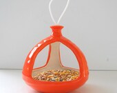 Bird Feeder Ceramic 3 Sided Retro Hanging feeder In Orange