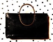 Vintage Black and Gold Metal Mesh Convertible Clutch