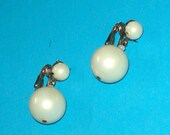 Vintage 1950s Pearly Bauble Drop Earrings