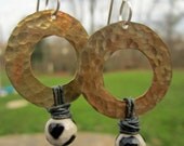 Large Boho Donut and Gemstone Earrings