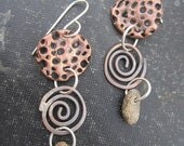 Mixed Metal Sea Textures Fossil Earrings