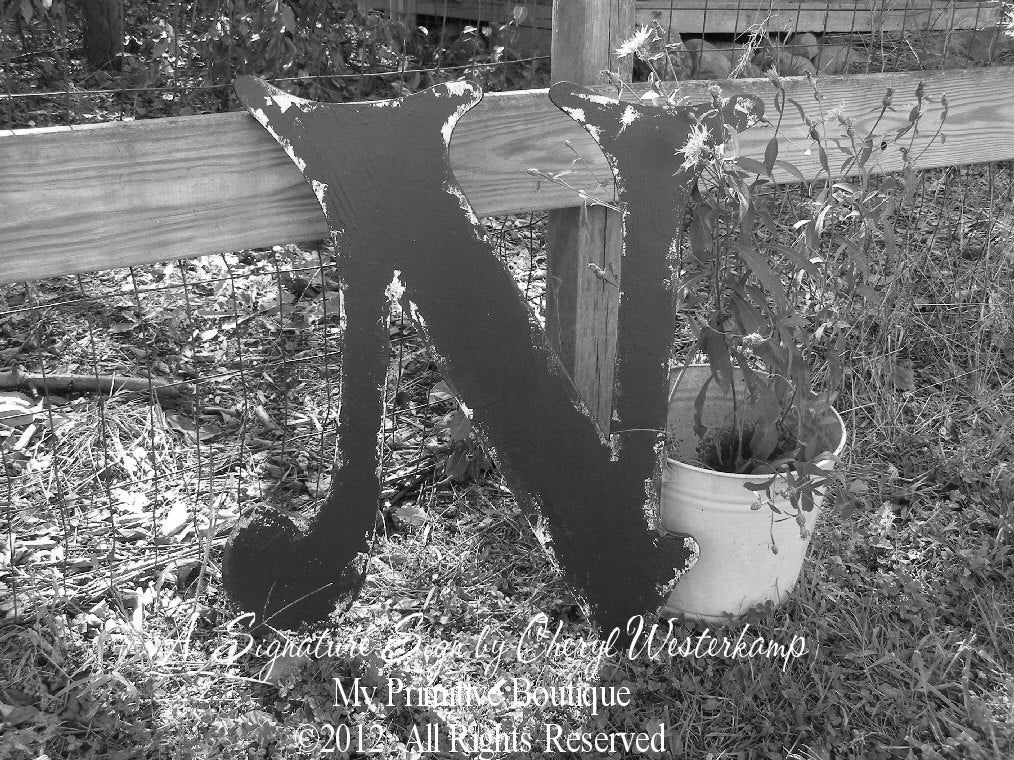 CUT OUT LETTER N, Wooden Letter N, Shabby Cottage Initials, Romantic Letters, Monogram Letter, Custom Letters